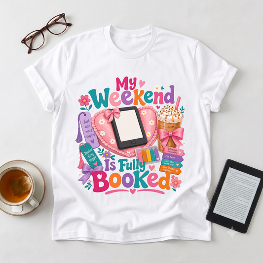 My Weekend Is Fully Booked T-Shirt — Cute Reading & Cozy Night In Graphic Tee