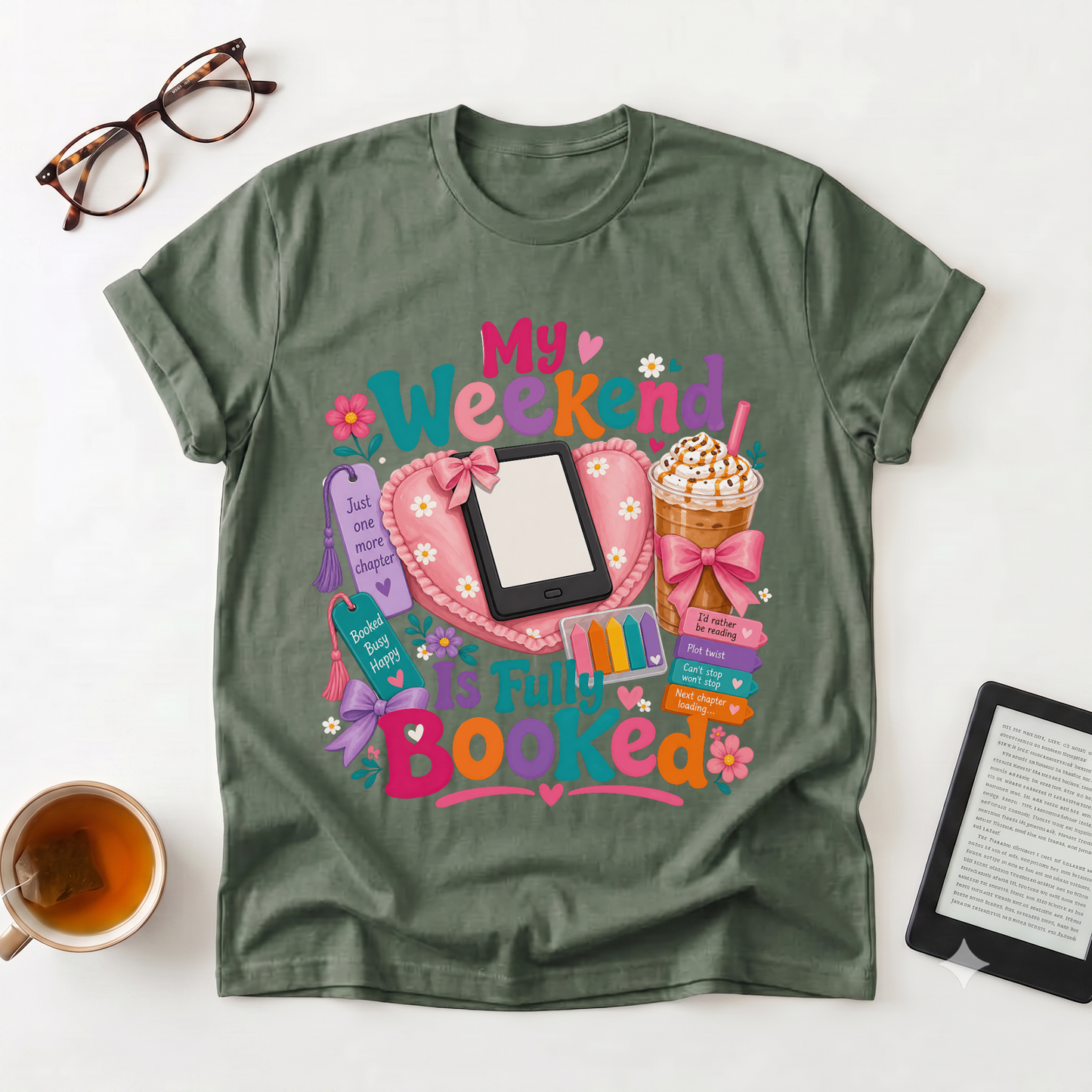 My Weekend Is Fully Booked T-Shirt — Cute Reading & Cozy Night In Graphic Tee