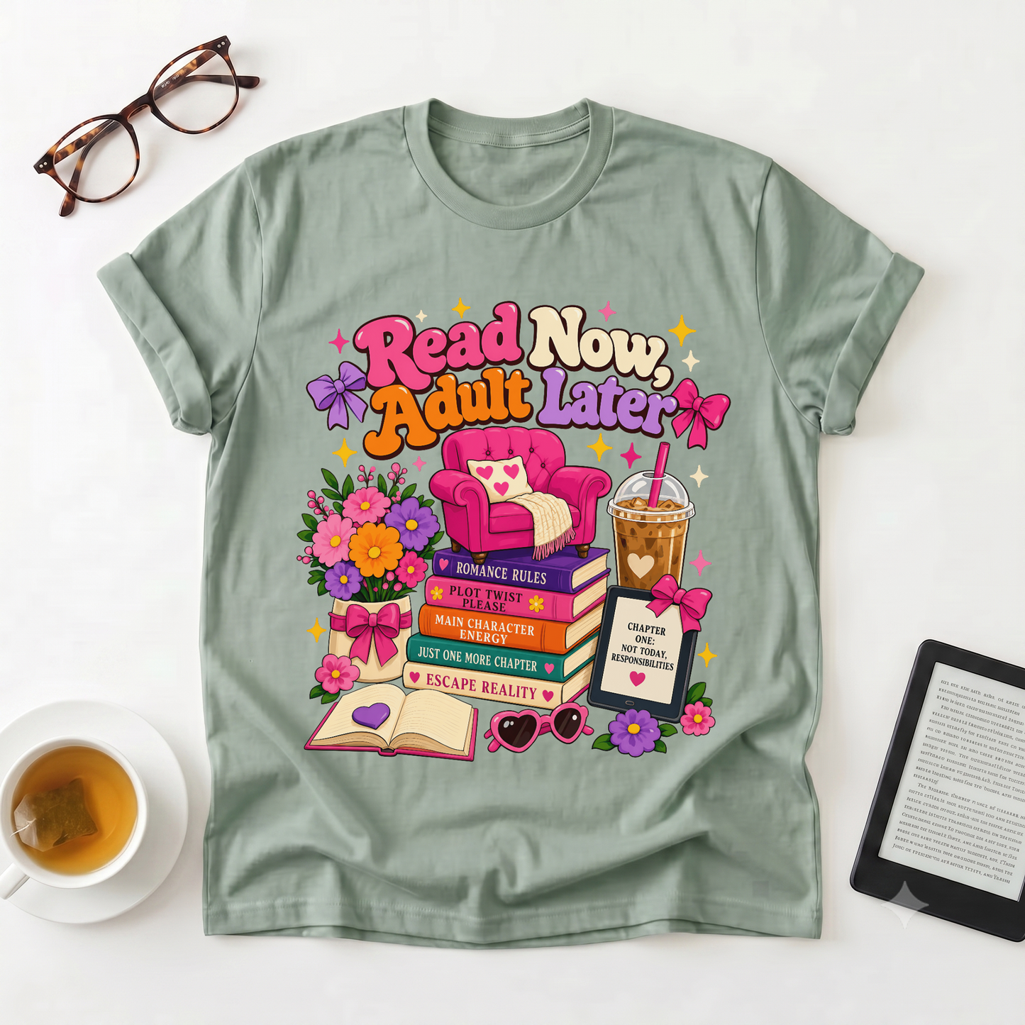 Read Now, Adult Later T-Shirt — Cozy Book Lover Graphic Tee