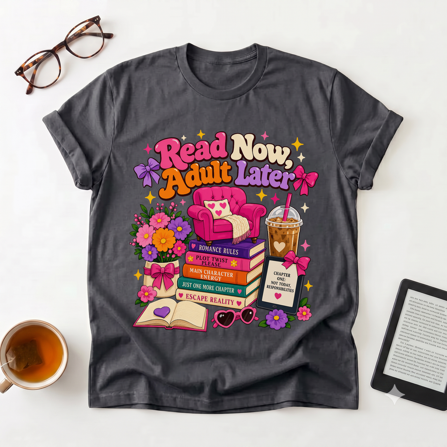 Read Now, Adult Later T-Shirt — Cozy Book Lover Graphic Tee