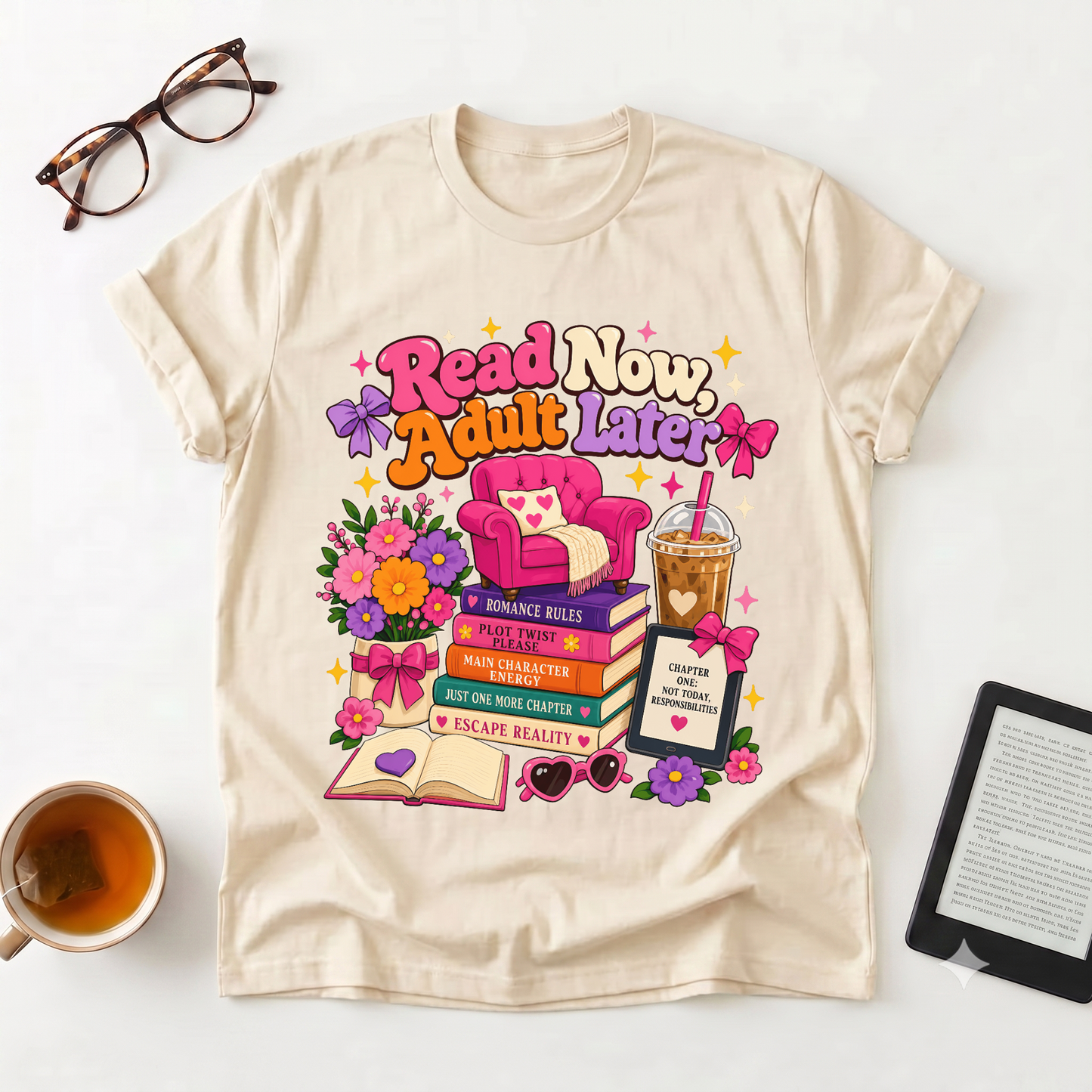 Read Now, Adult Later T-Shirt — Cozy Book Lover Graphic Tee