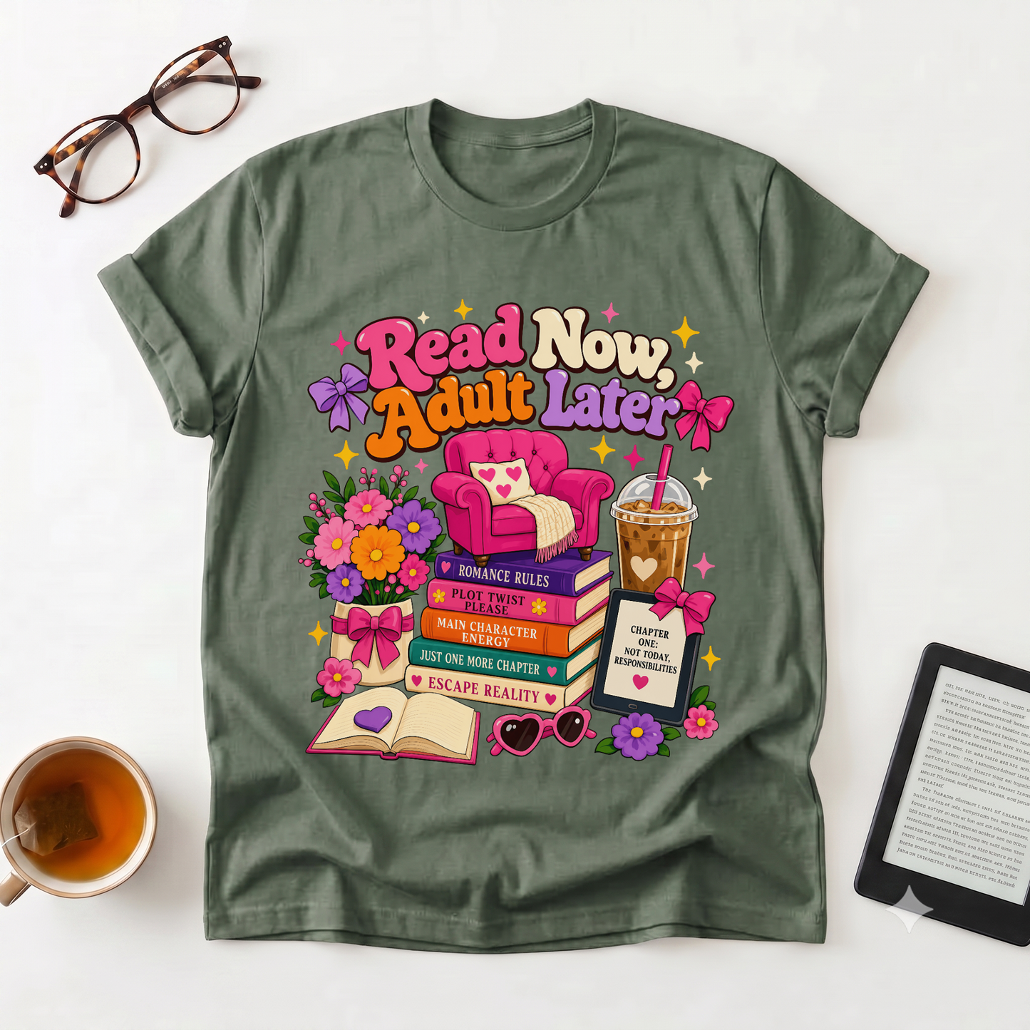 Read Now, Adult Later T-Shirt — Cozy Book Lover Graphic Tee