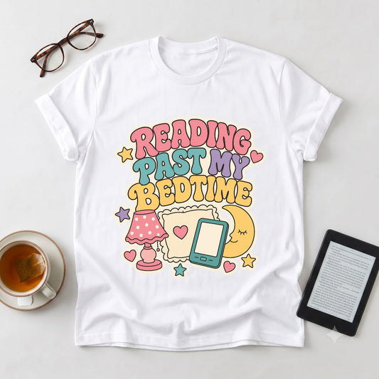 Reading Past My Bedtime T-Shirt — Cute Retro Book Lover Graphic Tee