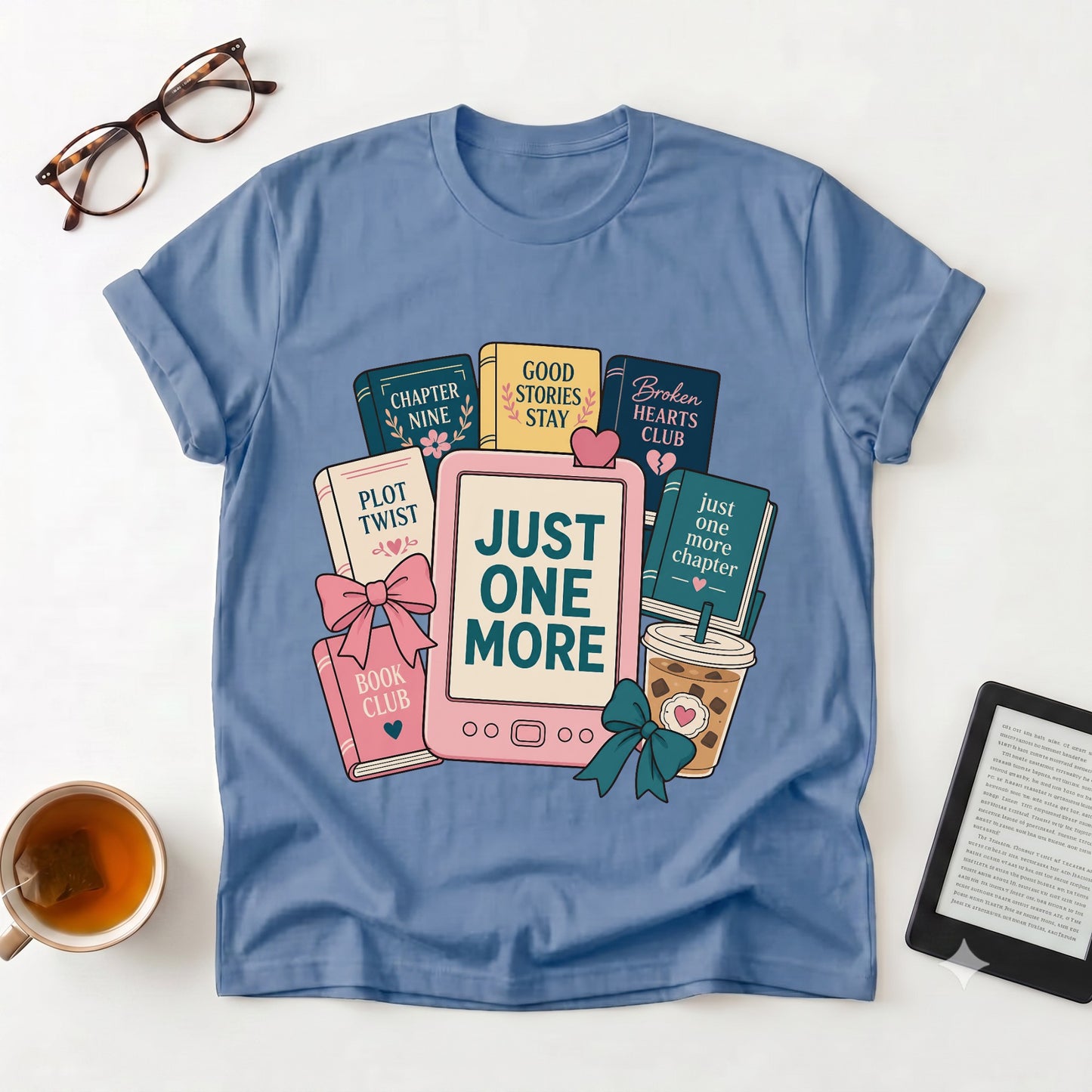 Books & Boba Book Lover T-Shirt — "Just One More" Tee