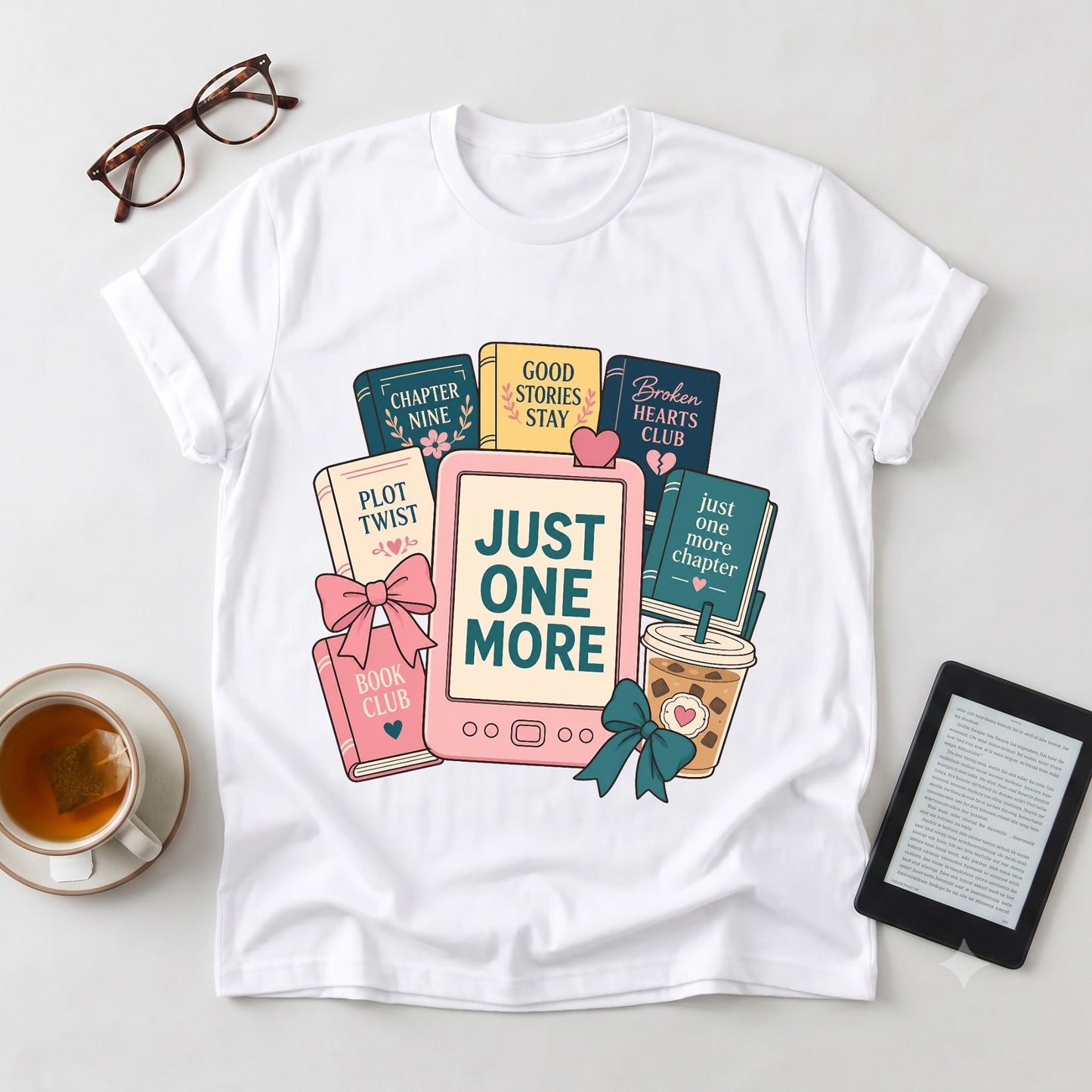 Books & Boba Book Lover T-Shirt — "Just One More" Tee