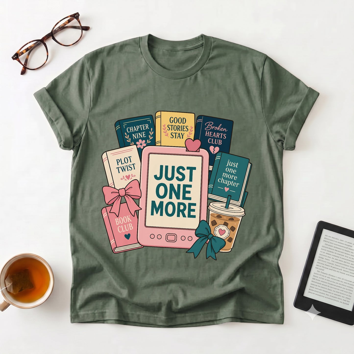 Books & Boba Book Lover T-Shirt — "Just One More" Tee