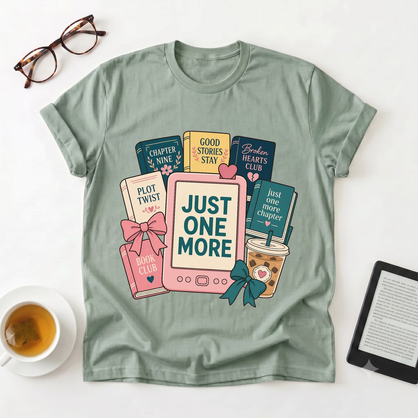 Books & Boba Book Lover T-Shirt — "Just One More" Tee