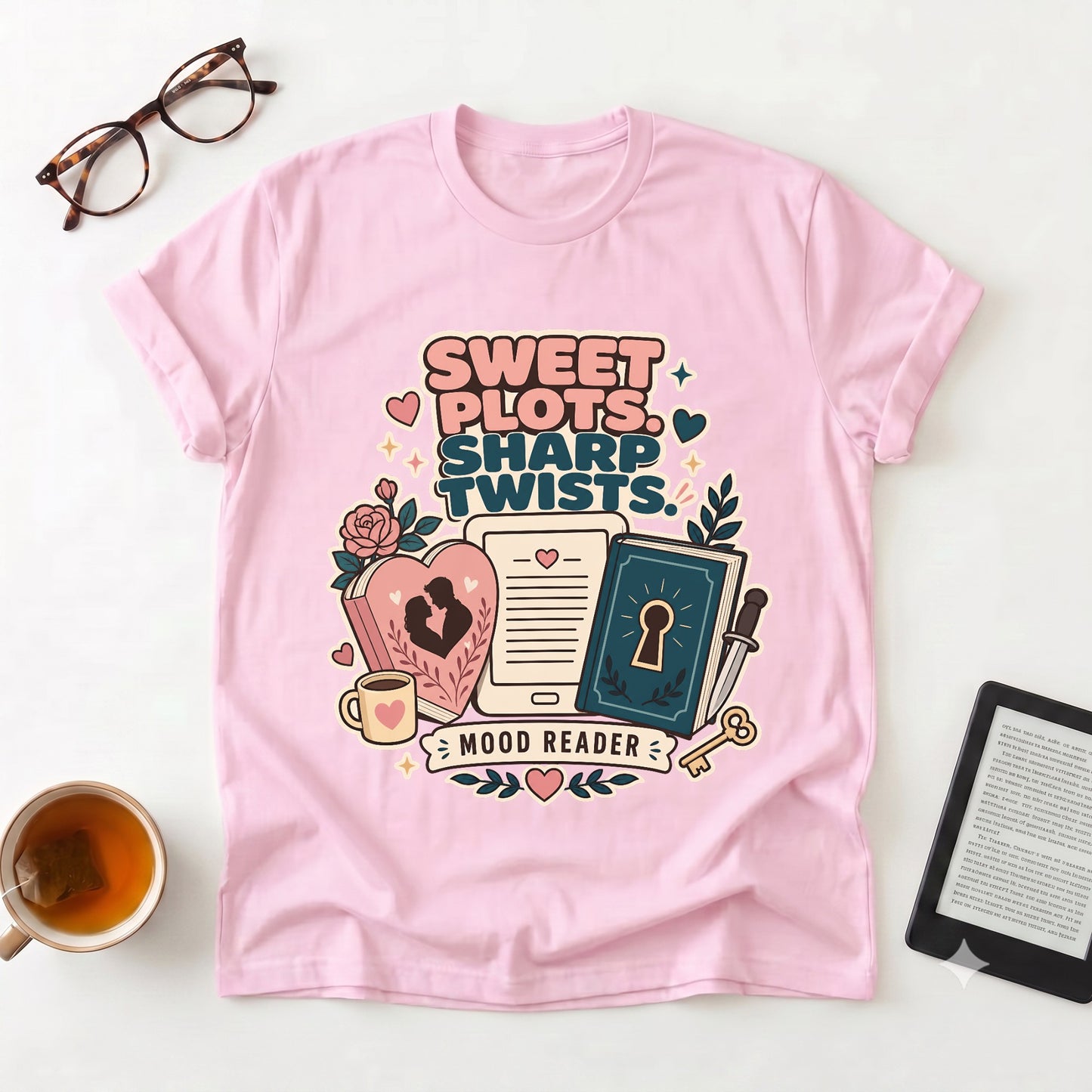 Mood Reader T‑Shirt — "Sweet Plots, Sharp Twists"