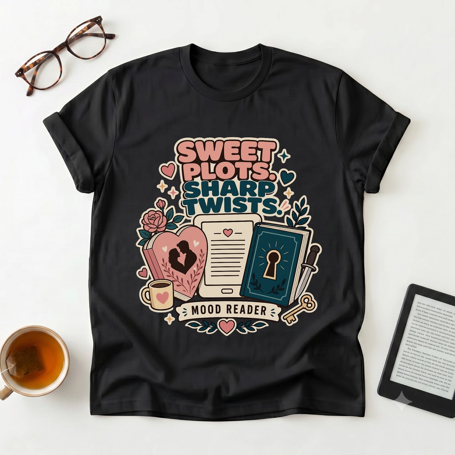 Mood Reader T‑Shirt — "Sweet Plots, Sharp Twists"