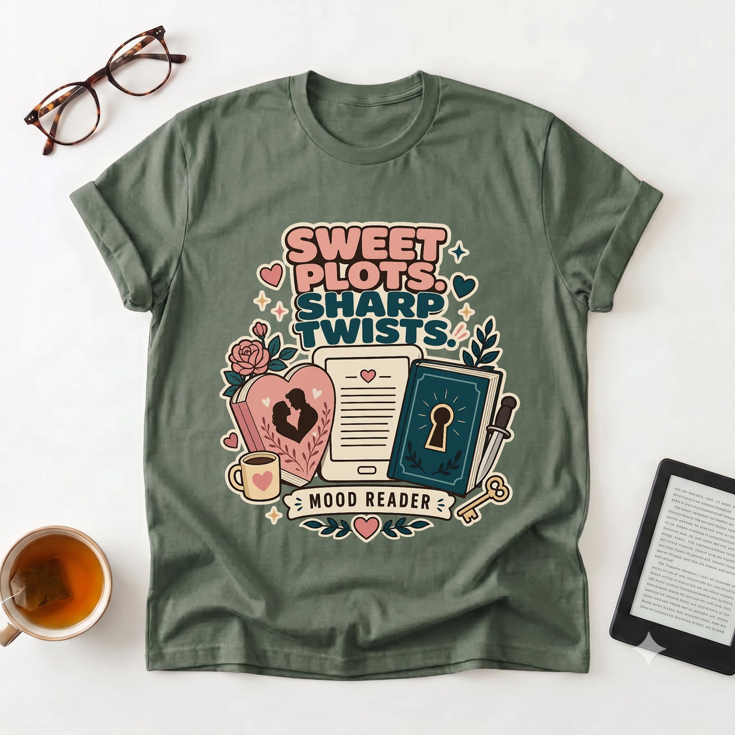 Mood Reader T‑Shirt — "Sweet Plots, Sharp Twists"