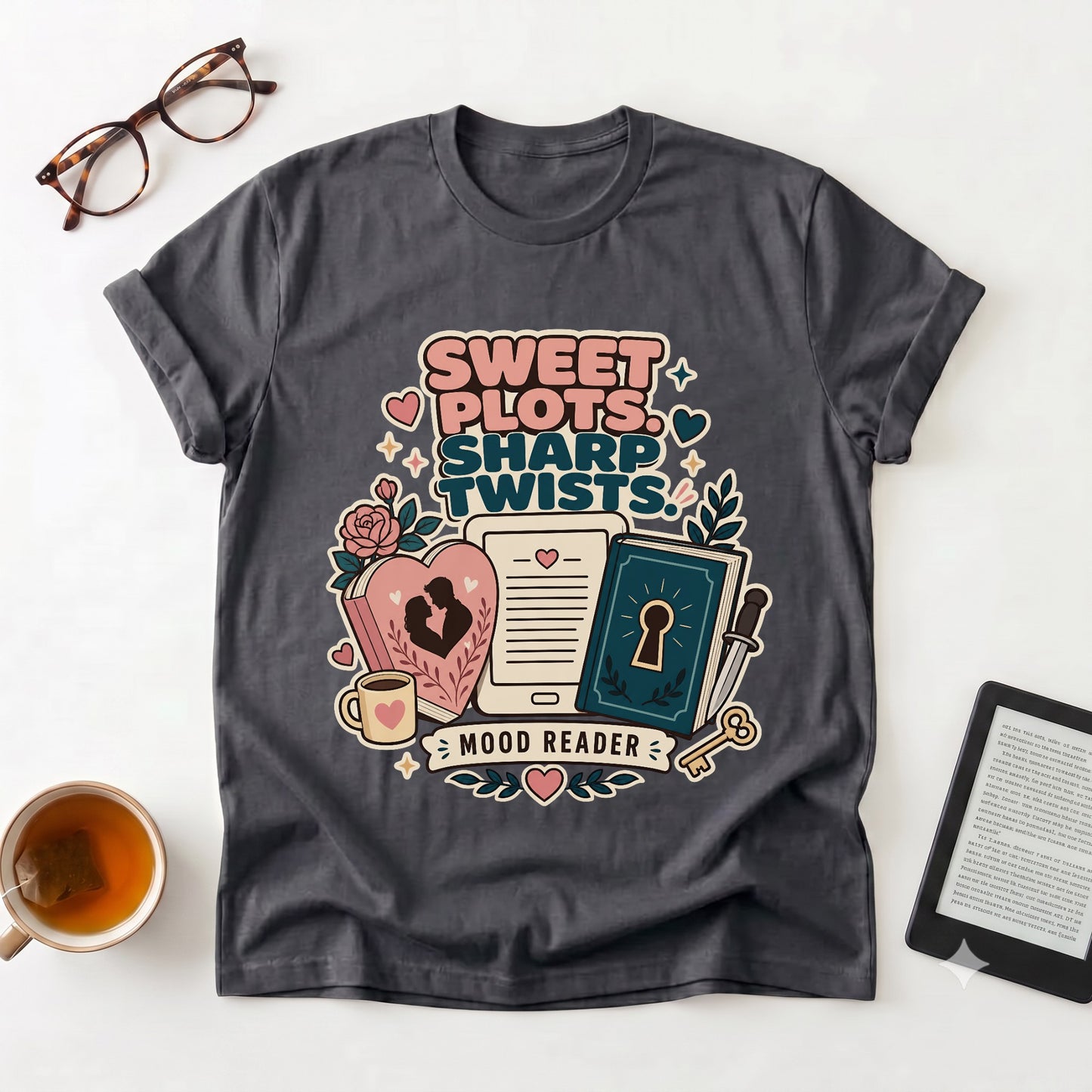 Mood Reader T‑Shirt — "Sweet Plots, Sharp Twists"