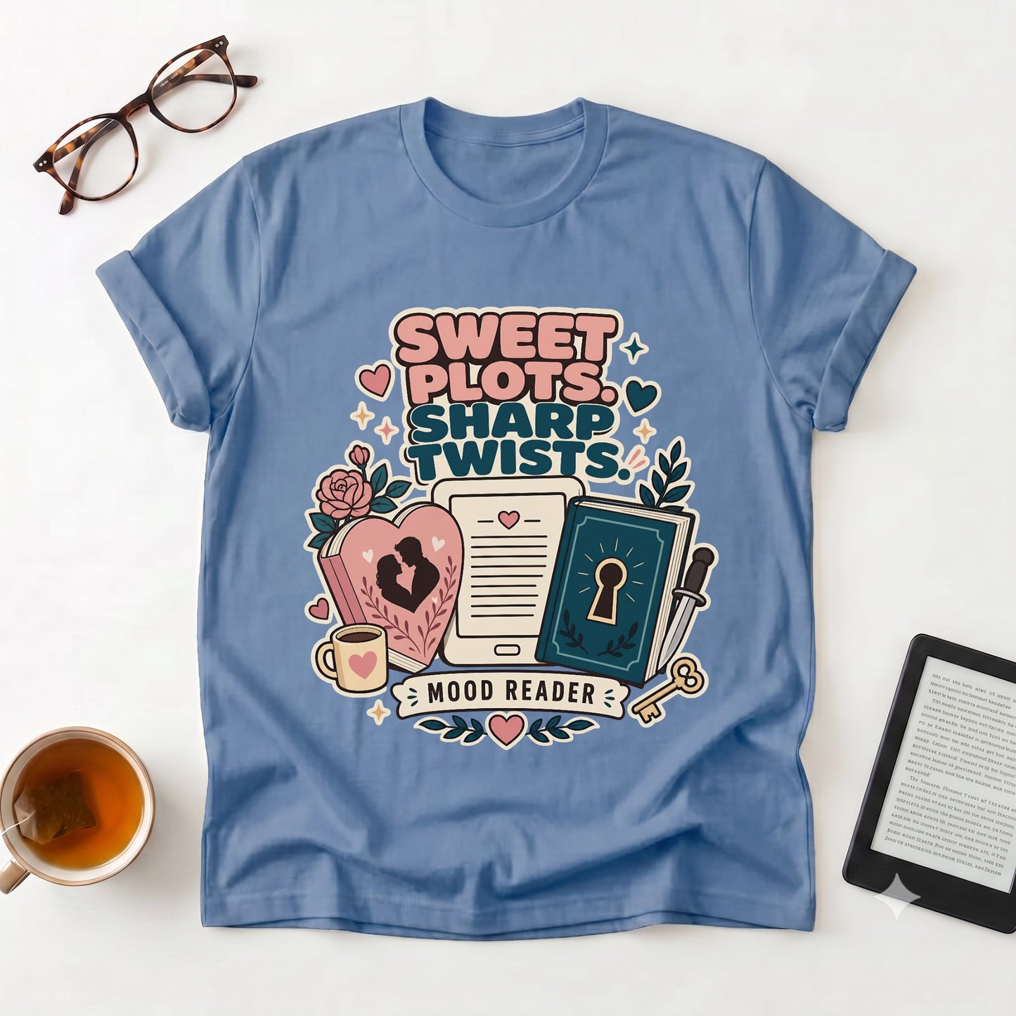Mood Reader T‑Shirt — "Sweet Plots, Sharp Twists"