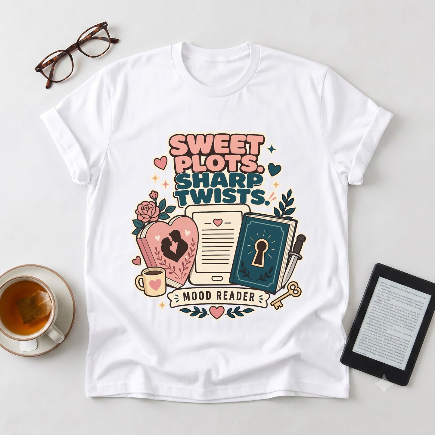 Mood Reader T‑Shirt — "Sweet Plots, Sharp Twists"
