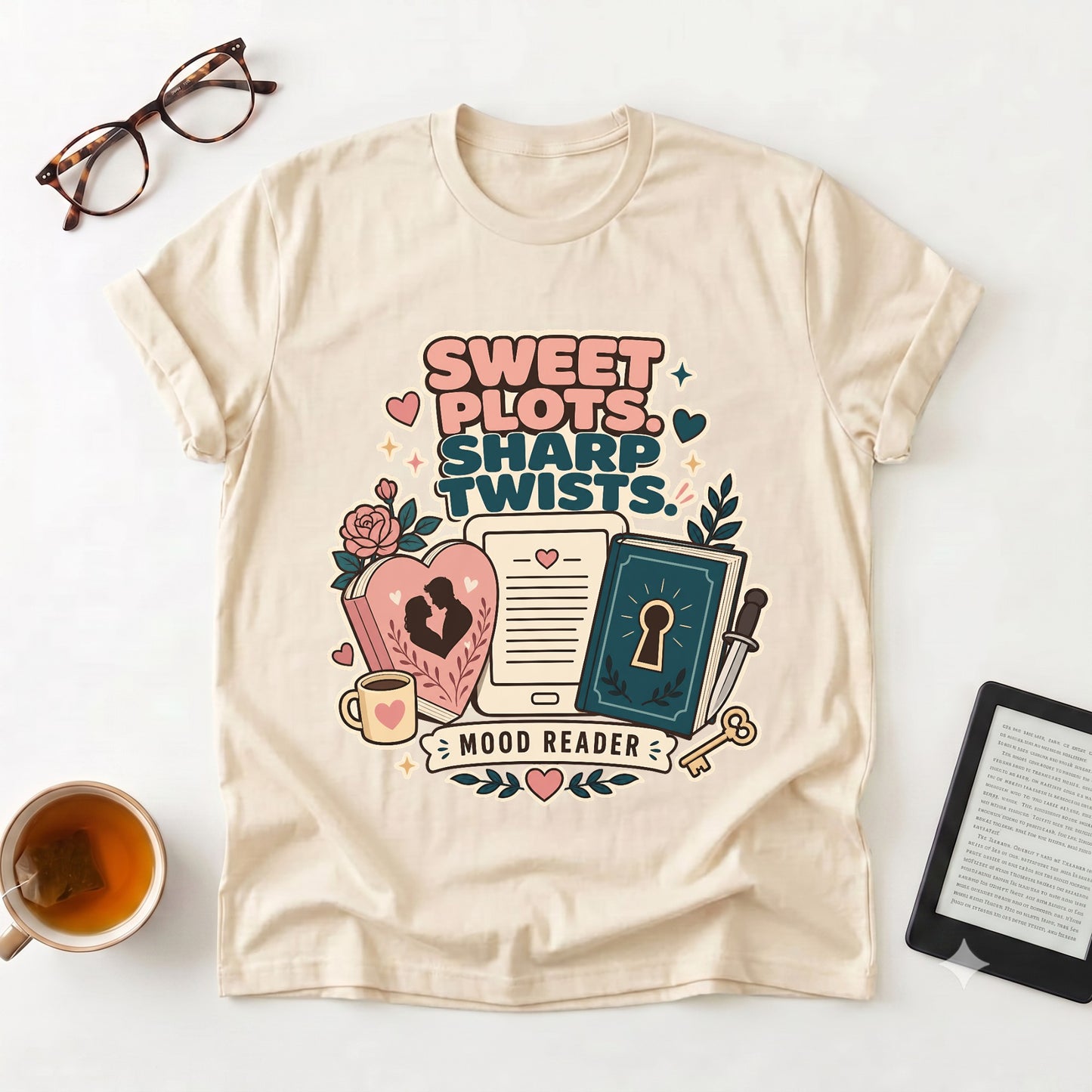 Mood Reader T‑Shirt — "Sweet Plots, Sharp Twists"