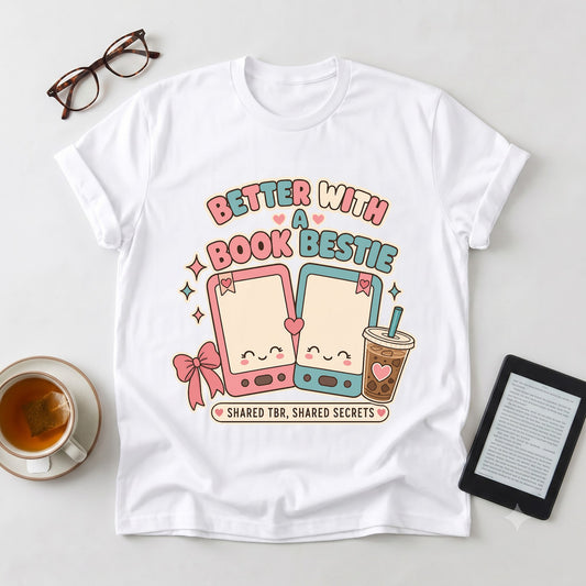 Better With a Book Bestie T-Shirt — Cute Book Lover Tee