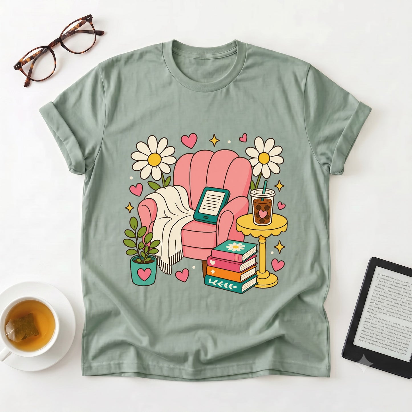 Cozy Reading Chair T-Shirt — Booklover Relaxation Tee
