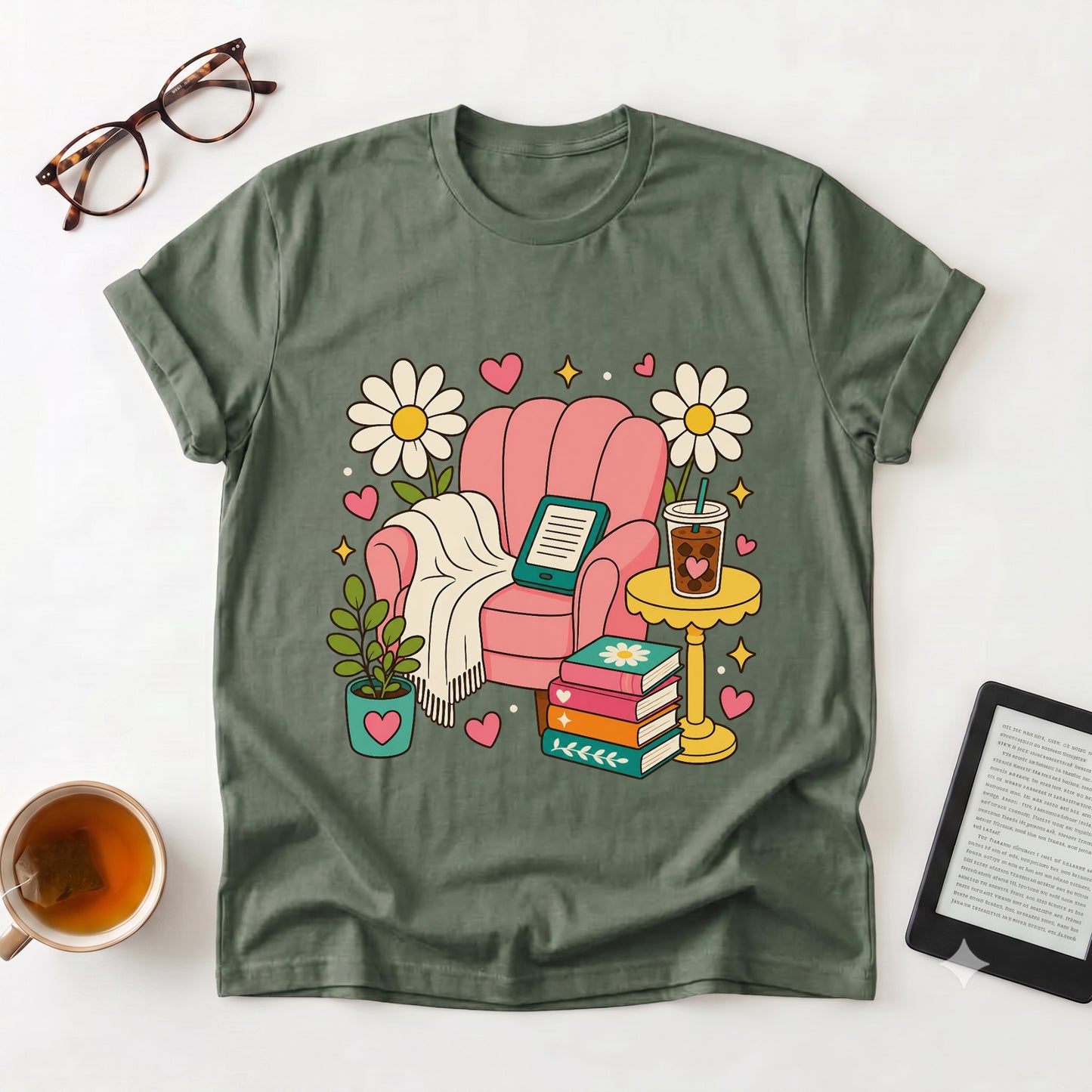 Cozy Reading Chair T-Shirt — Booklover Relaxation Tee