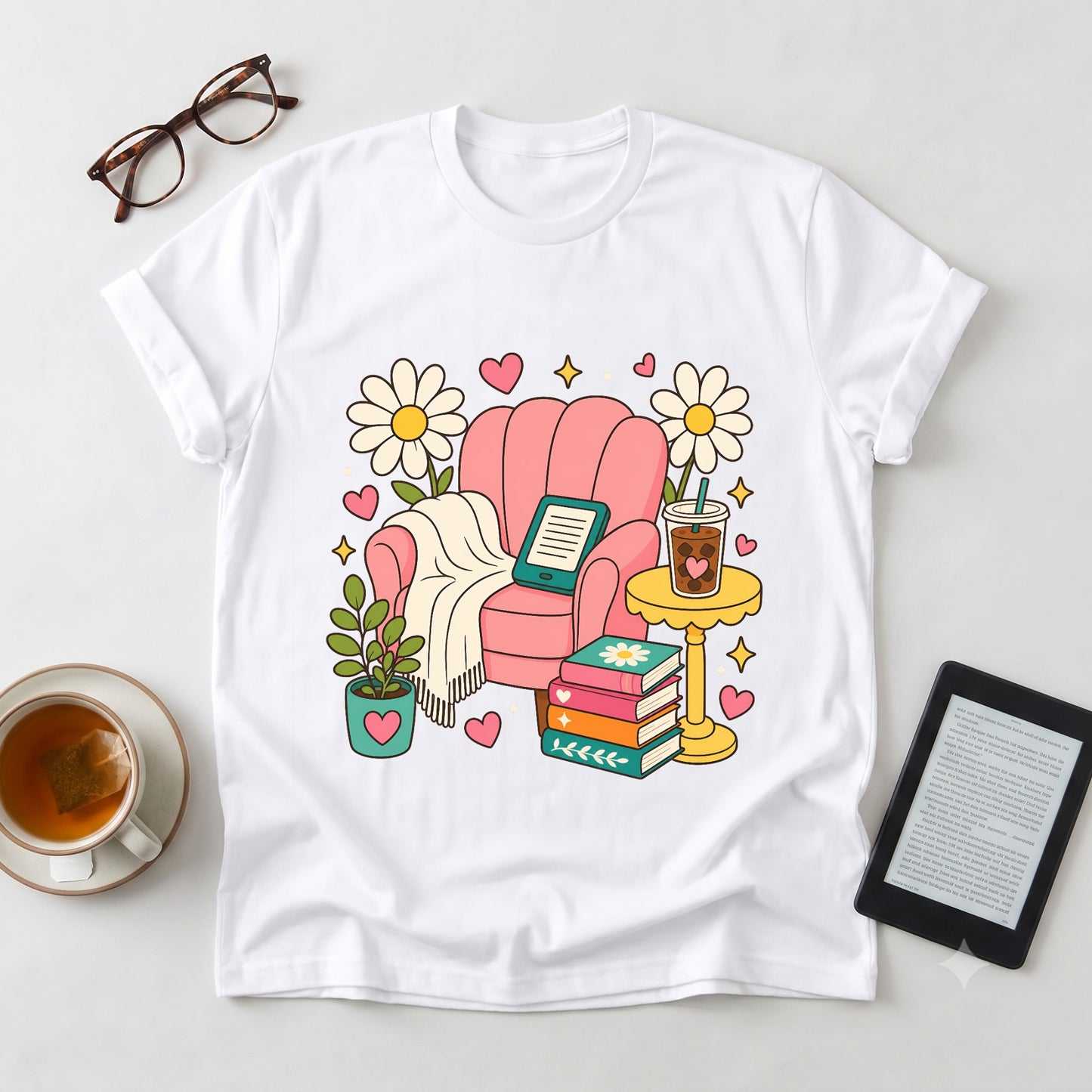 Cozy Reading Chair T-Shirt — Booklover Relaxation Tee