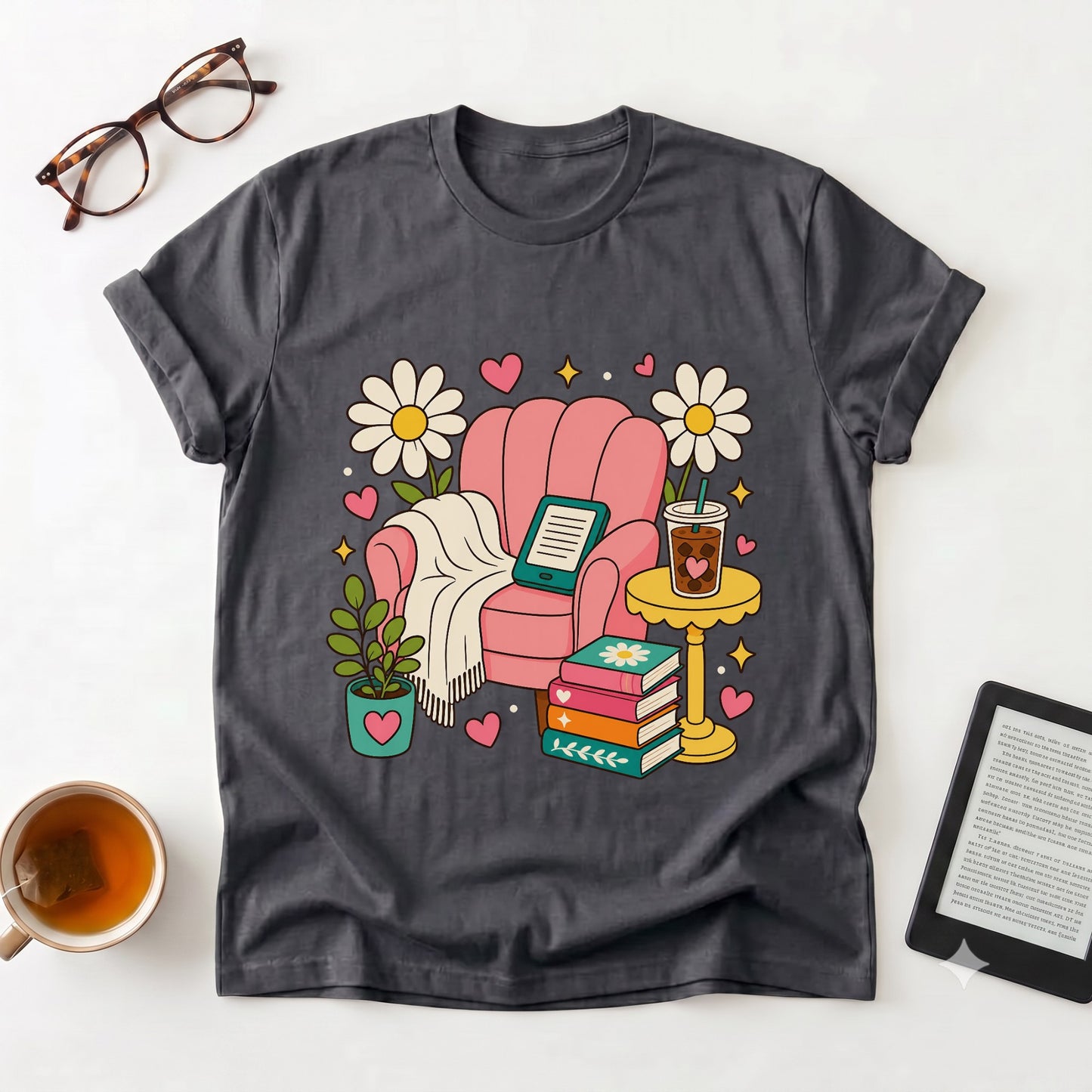 Cozy Reading Chair T-Shirt — Booklover Relaxation Tee