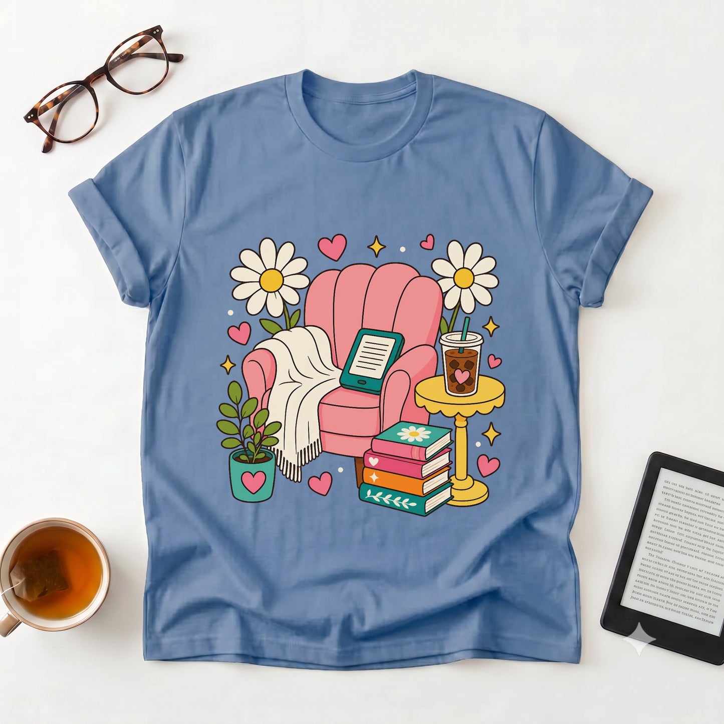 Cozy Reading Chair T-Shirt — Booklover Relaxation Tee